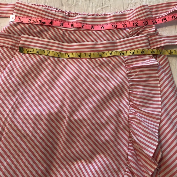 HP! Anthropologie Pink Stripped Ruffled Midi Skirt NWT Women’s Size Small - Picture 5 of 9